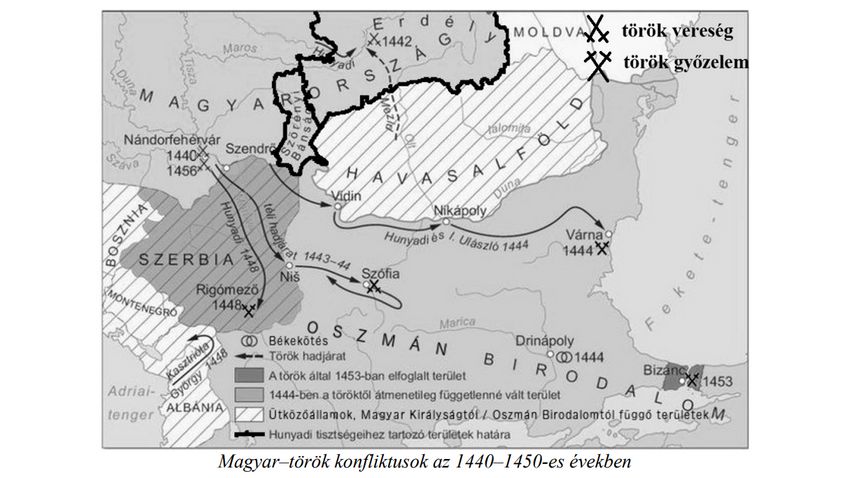Hunyadi János török elleni küzdelmei. Melyik állítás NEM igazolható a térkép alapján?