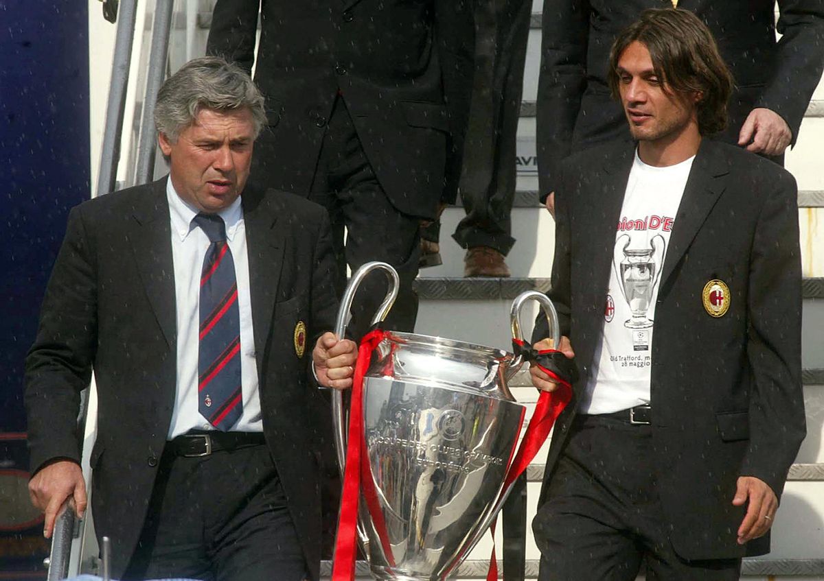 Carlo Ancelotti játékosként és edzőként is Bajnokok Ligáját/BEK-et nyert a Milannal és Paolo Maldinivel