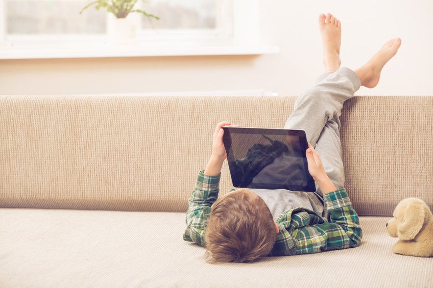 gyerek, telefon, számítógép, laptop, digitális
