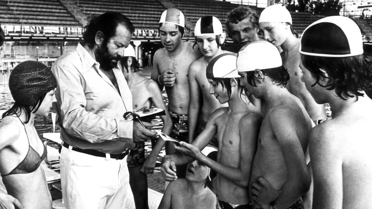 kvíz, Bud Spencer, gyerekek, uszoda