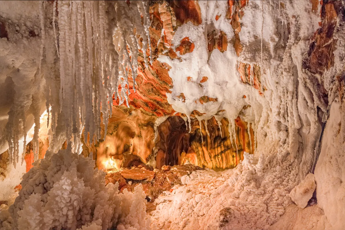 Old,Mine,With,White,Natural,Stalactites.,Cardona,Salt,Mountain,Cultural