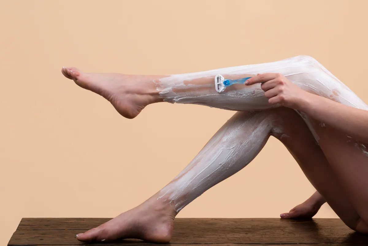 Sexy,Woman,Shaving,Legs.,Hygiene,Skin,Body,Care,Concept.,Hair