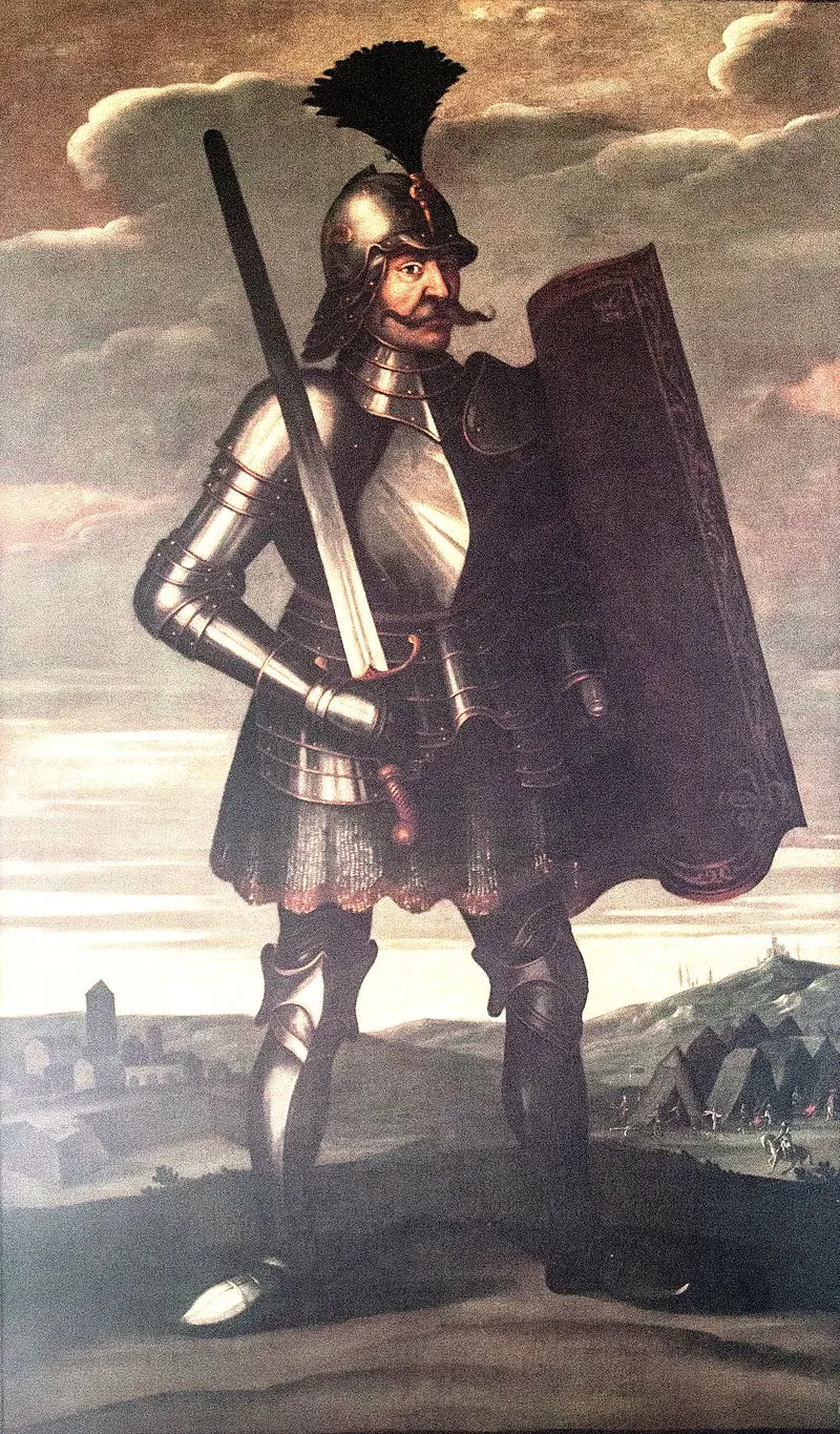 Hunyadi János páncélban, korabeli ábrázolás