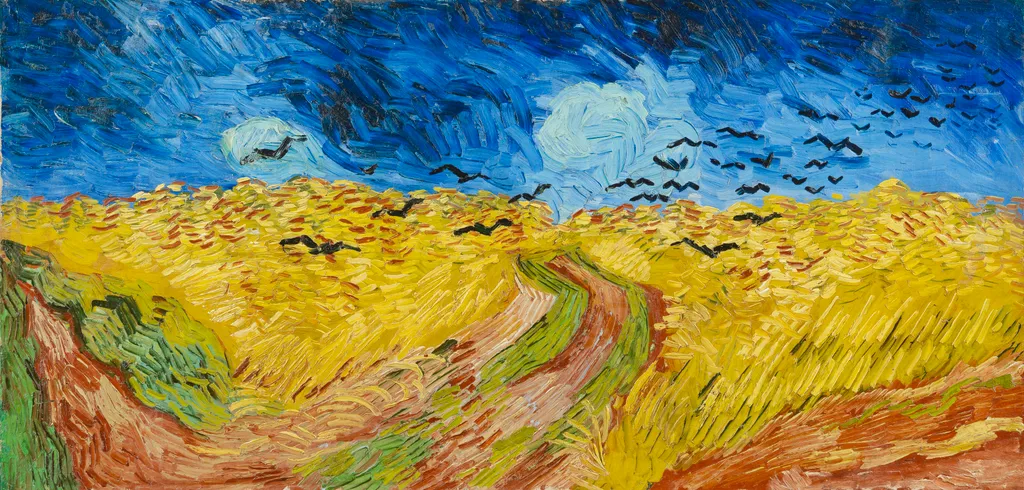 Van Gogh Hollók a gabonaföldek felett című festménye, amivel kapcsolatban gyakran állítják, hogy ez volt a művész utolsó alkotása.