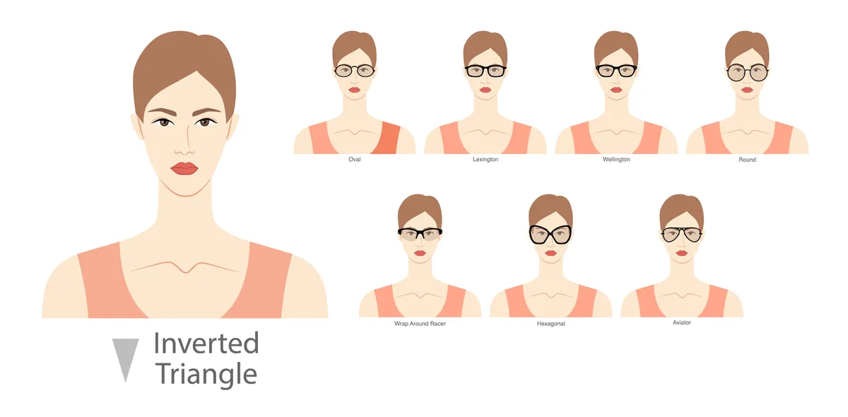 Set,Of,Types,Of,Glasses,For,Women,Inverted,Triangle,Type