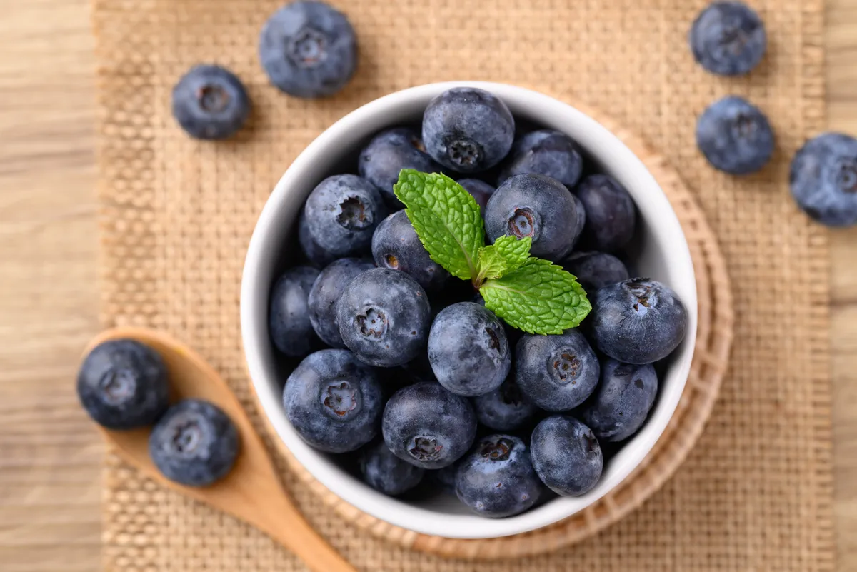Blueberries,In,Bowl,With,Spoon,,Healthy,Fruit,,Food,Ingredient,,Table