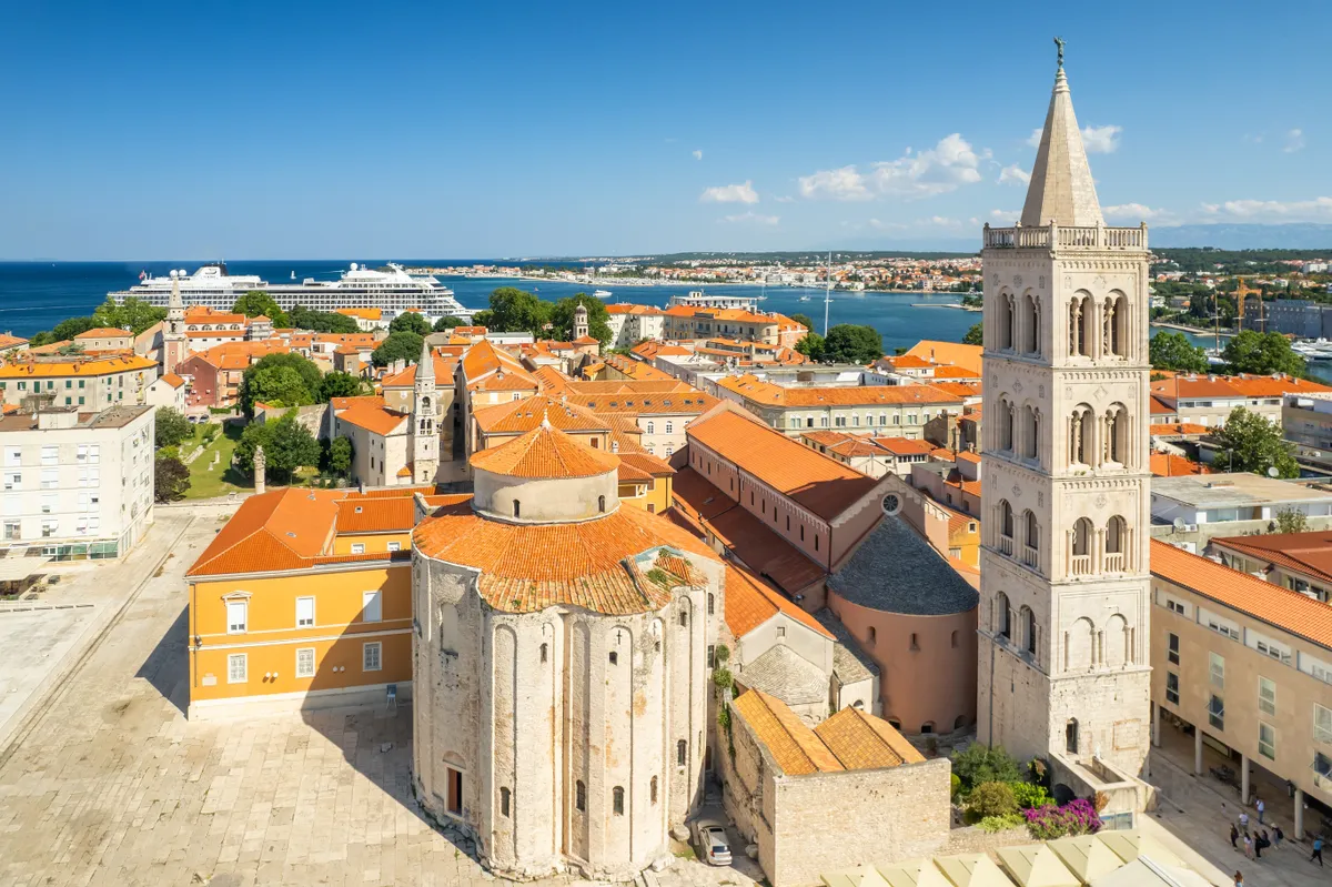 Zadar, Horvátország, templom, óváros, hajó, tenger
