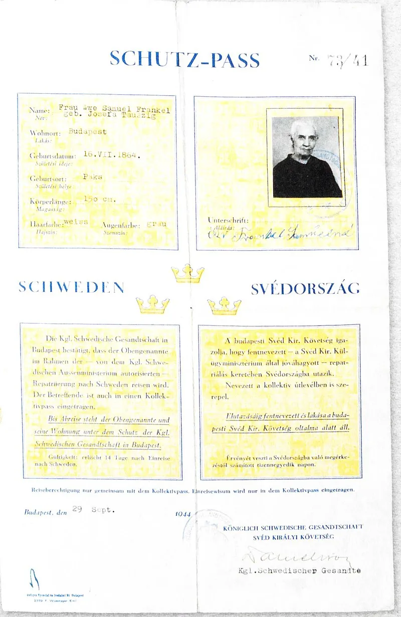 Wallenberg, Schutzpass, 1944.