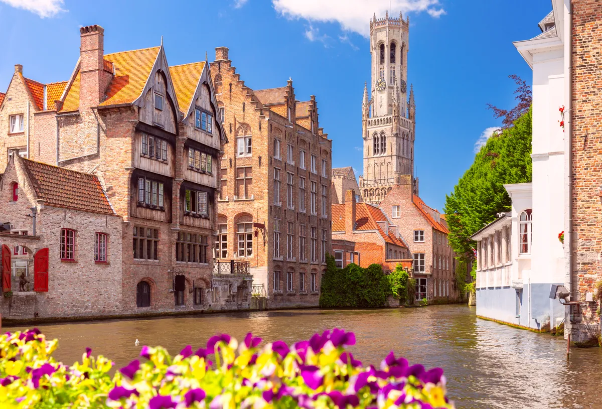 Brugge, Belgium,csatorna, régi házak