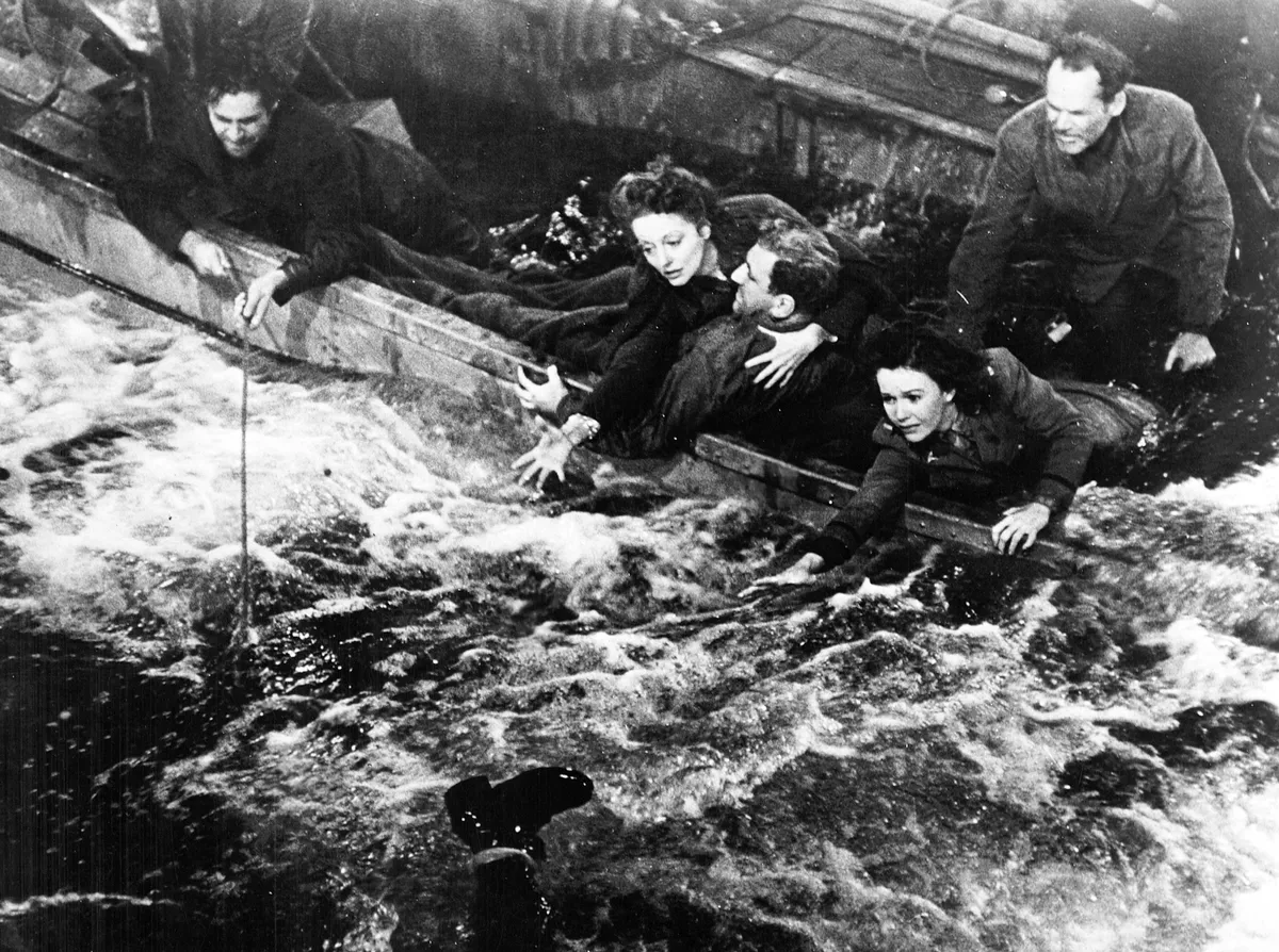 TALLULAH BANKHEAD , WILLIAM BENDIX , HENRY HULL  and MARY ANDERSON  in LIFEBOAT (1944).