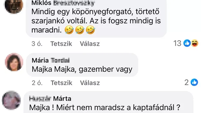 "Majka, szar ember vagy! - ezt üzenték neki