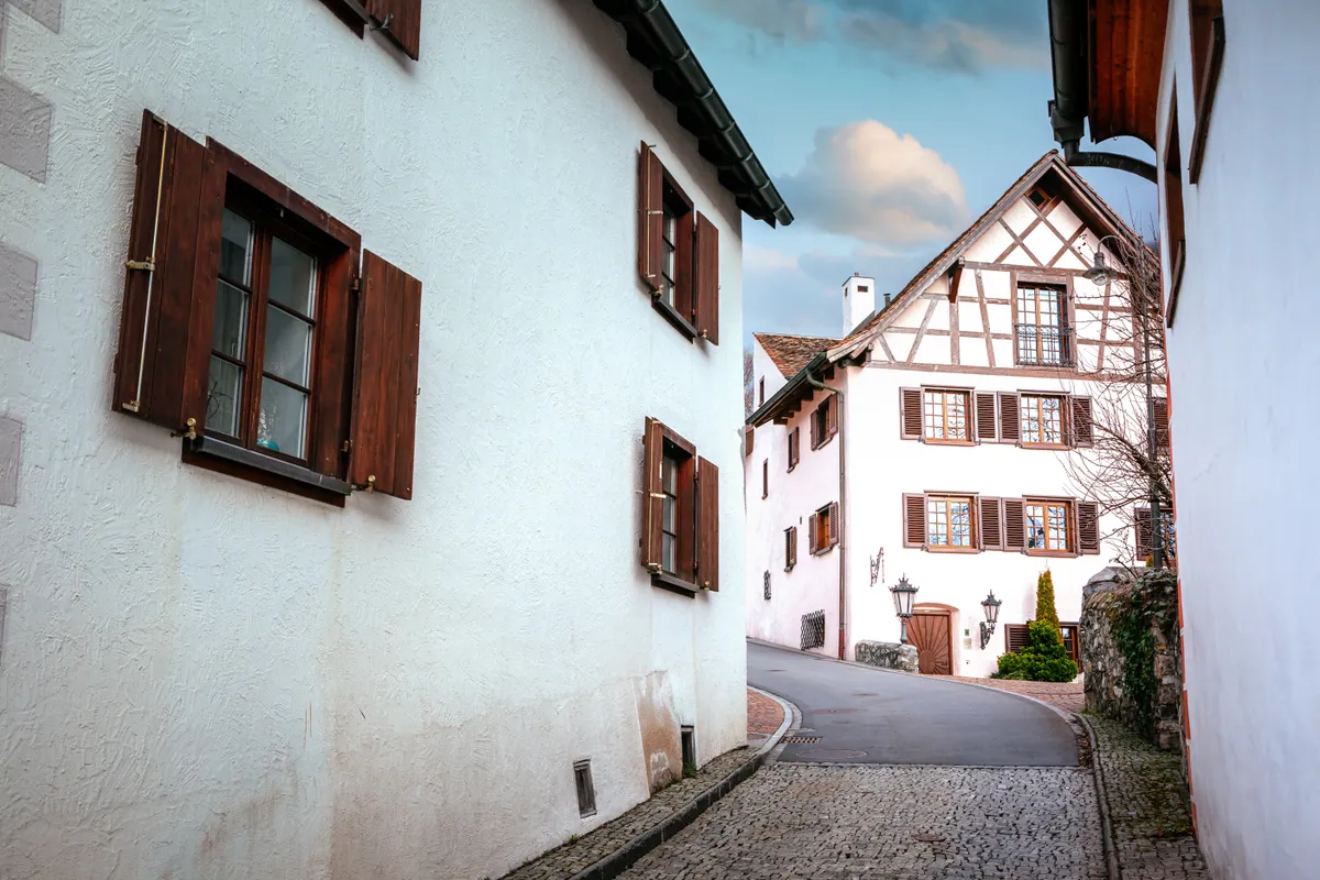 Liechtenstein, Vaduz, favázas házak