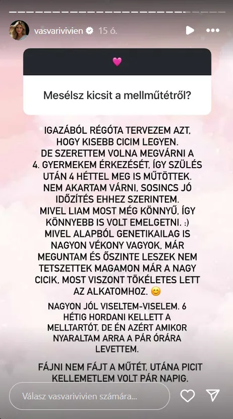 Őszintén válaszolt rajongói kérdéseire Vasvári Vivien.