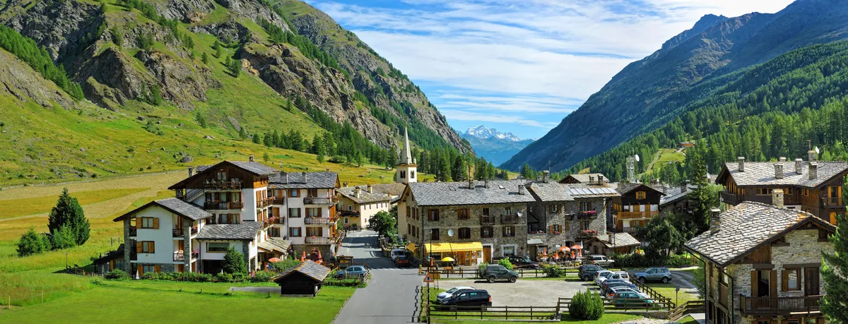 Valle d'Aosta, olasz Alpok, alpesi falu