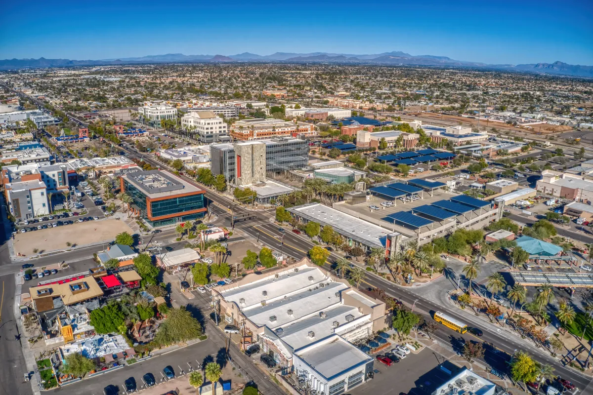Aerial,View,Of,The,Phoenix,Suburb,Of,Chandler,,Arizona