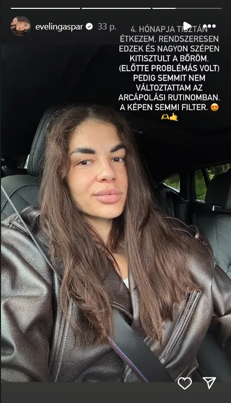 Filter nélkül mutatta meg arcát Gáspár Evelin. 