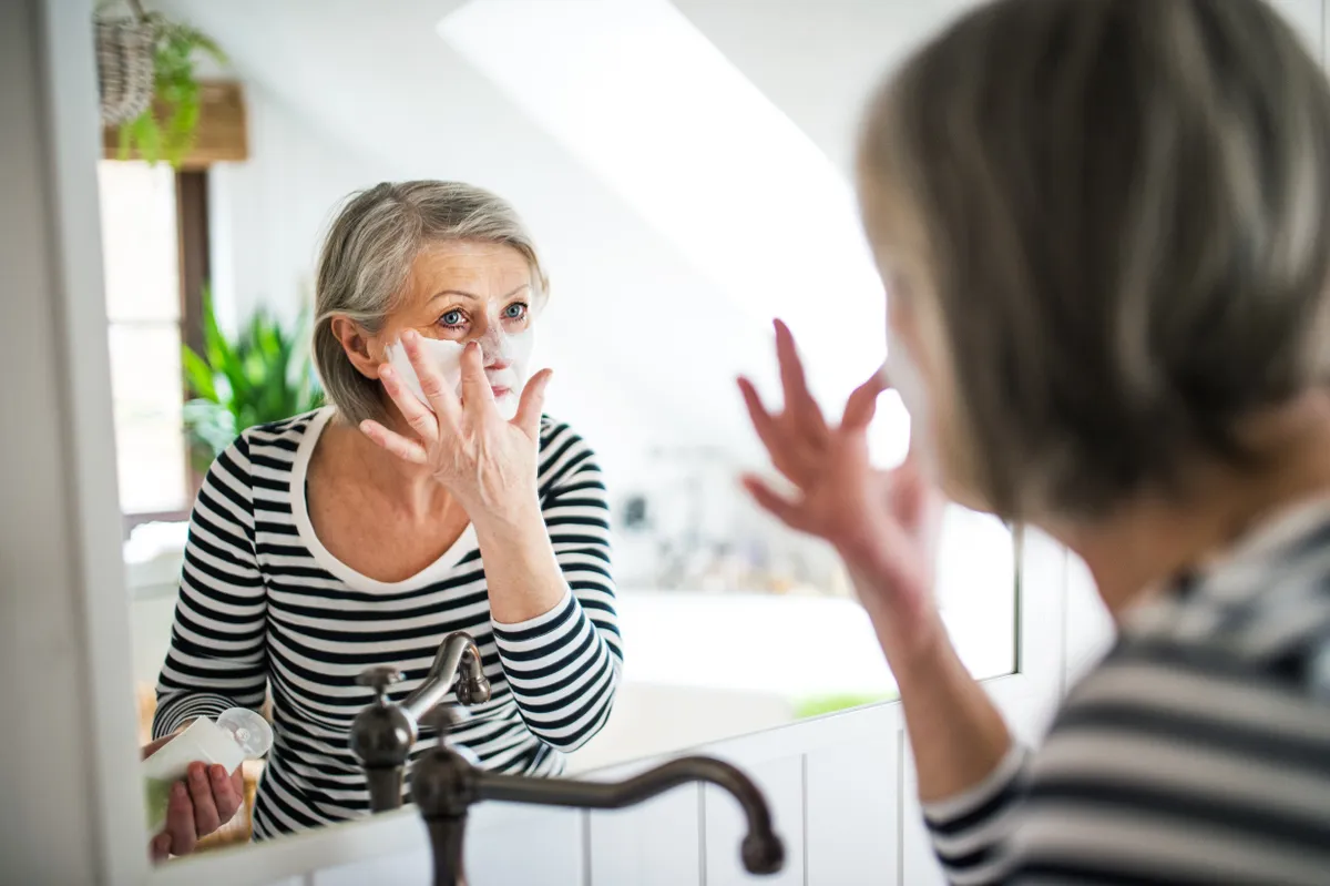 botox, arcmaszk, maszk, idős nő, ránc