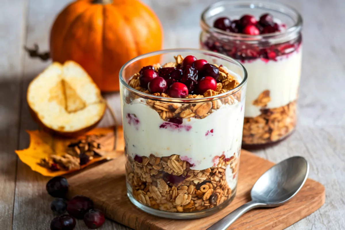 granola air fryerben gyümölccsel és joghurttal