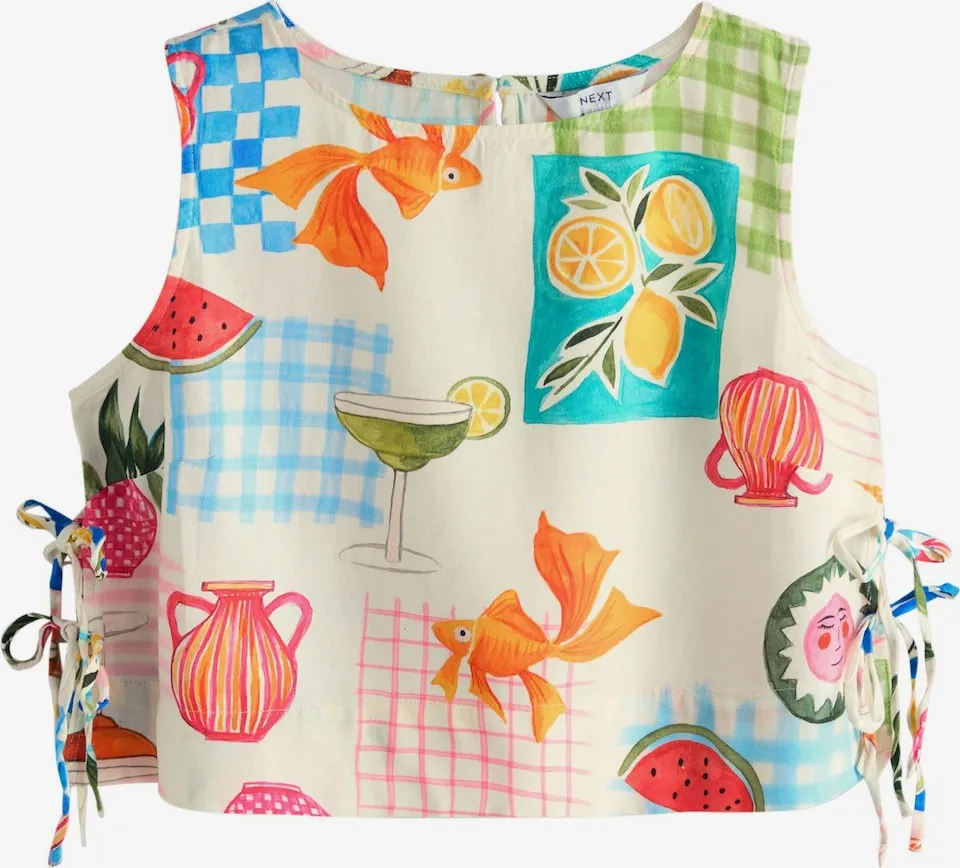 Oldalt megkötős crop top, Next, 2025 nyári divat