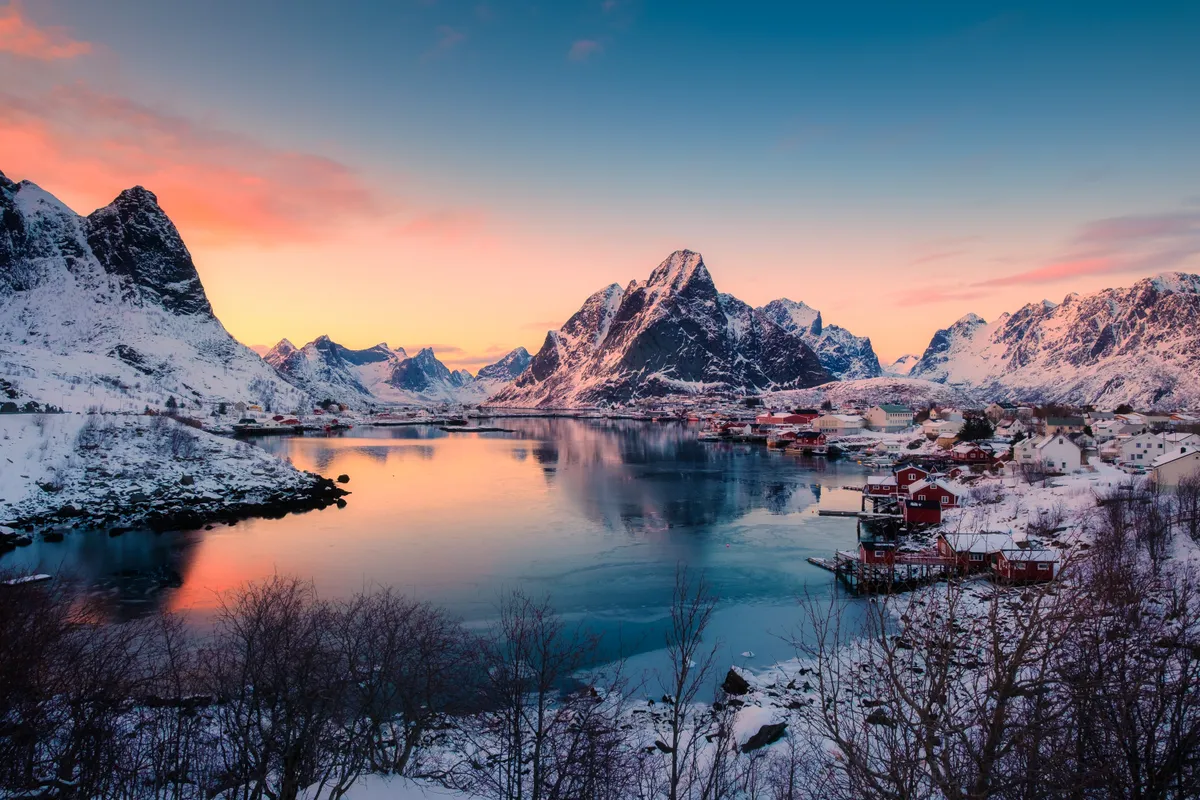 Lofoten, Norvégia, téli panoráma