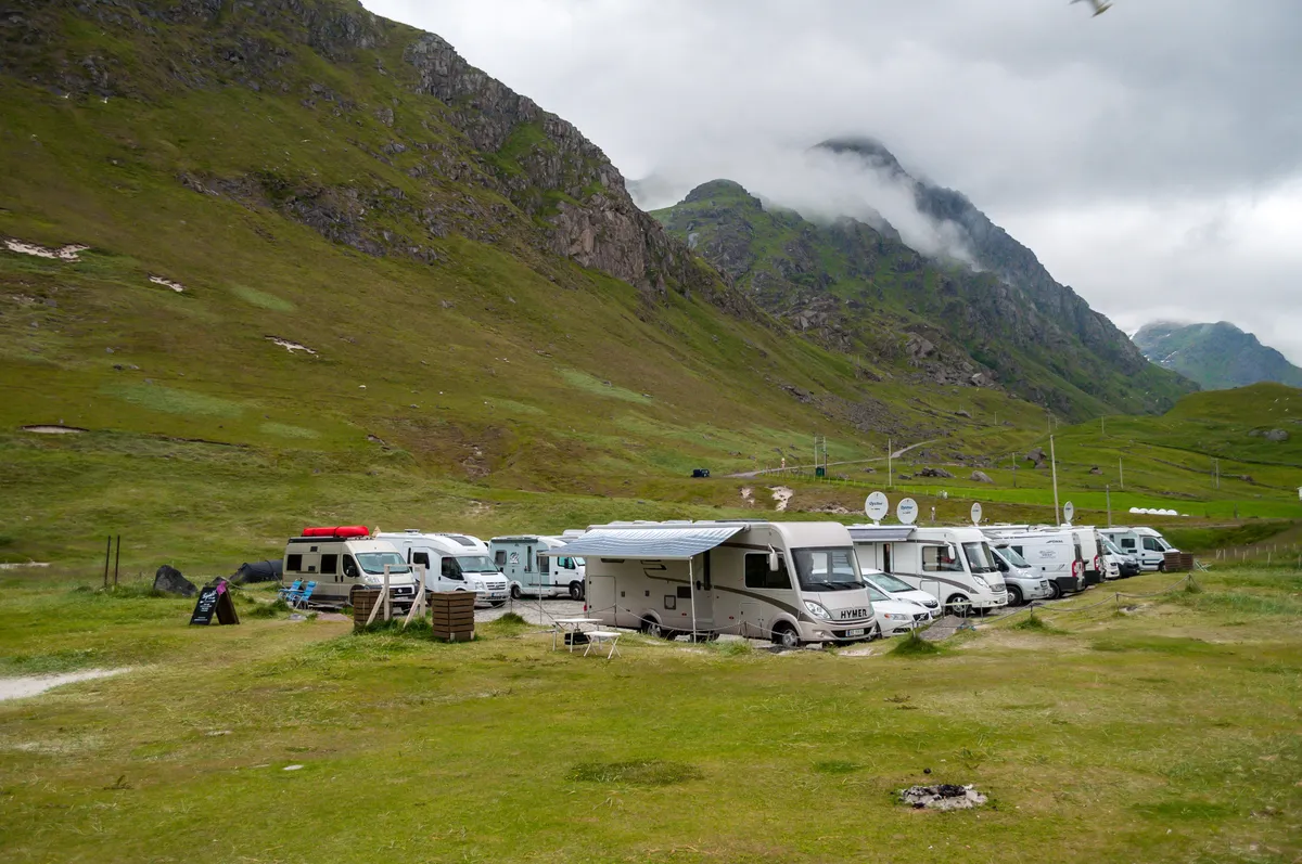 Lofoten, Norvégia, lakóautók