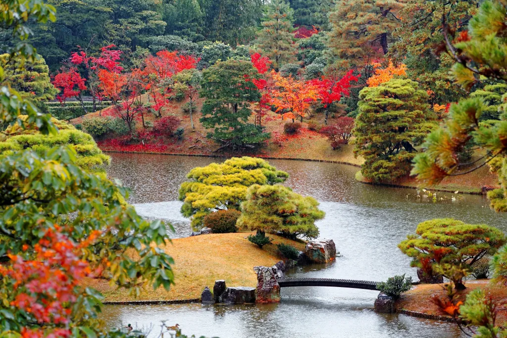 A kiotói Katsura villa - egy császári rezidencia - kertje a japán esztétika csúcspontja, ahol minden kő, fenyő és tavacska filozófiai jelentést hordoz.