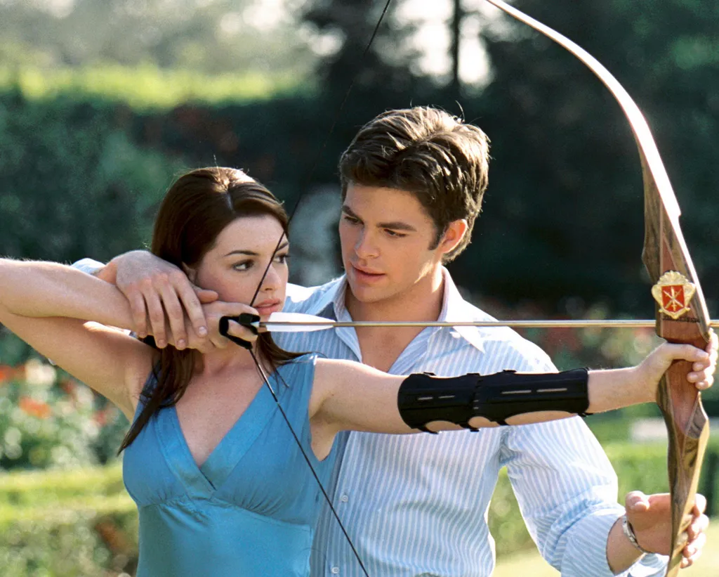 Nicholas (Chris Pine), right) proves an unlikely suitor for Princess Mia (Anne Hathaway, left).