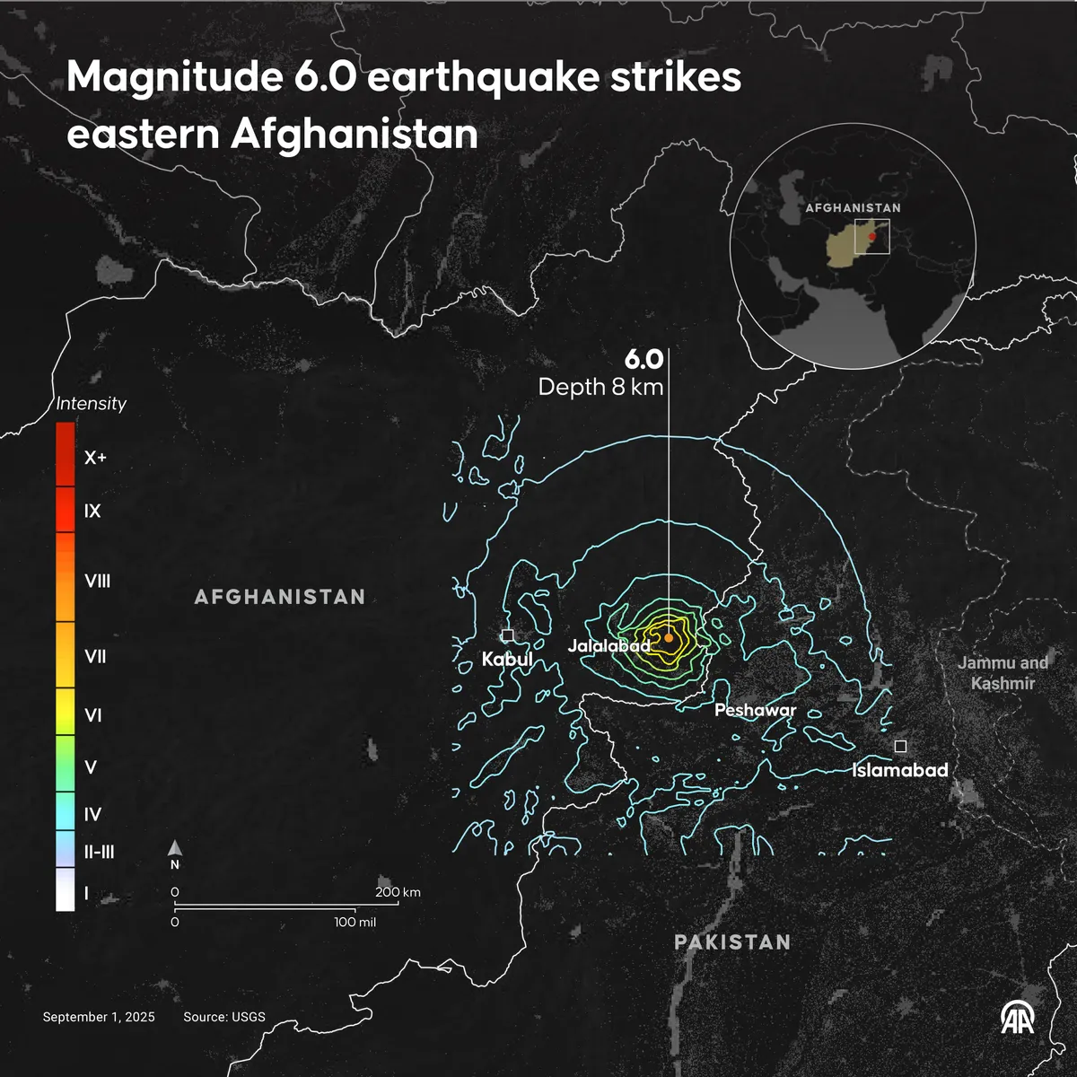 Magnitude 6.0 earthquake strikes eastern Afghanistan