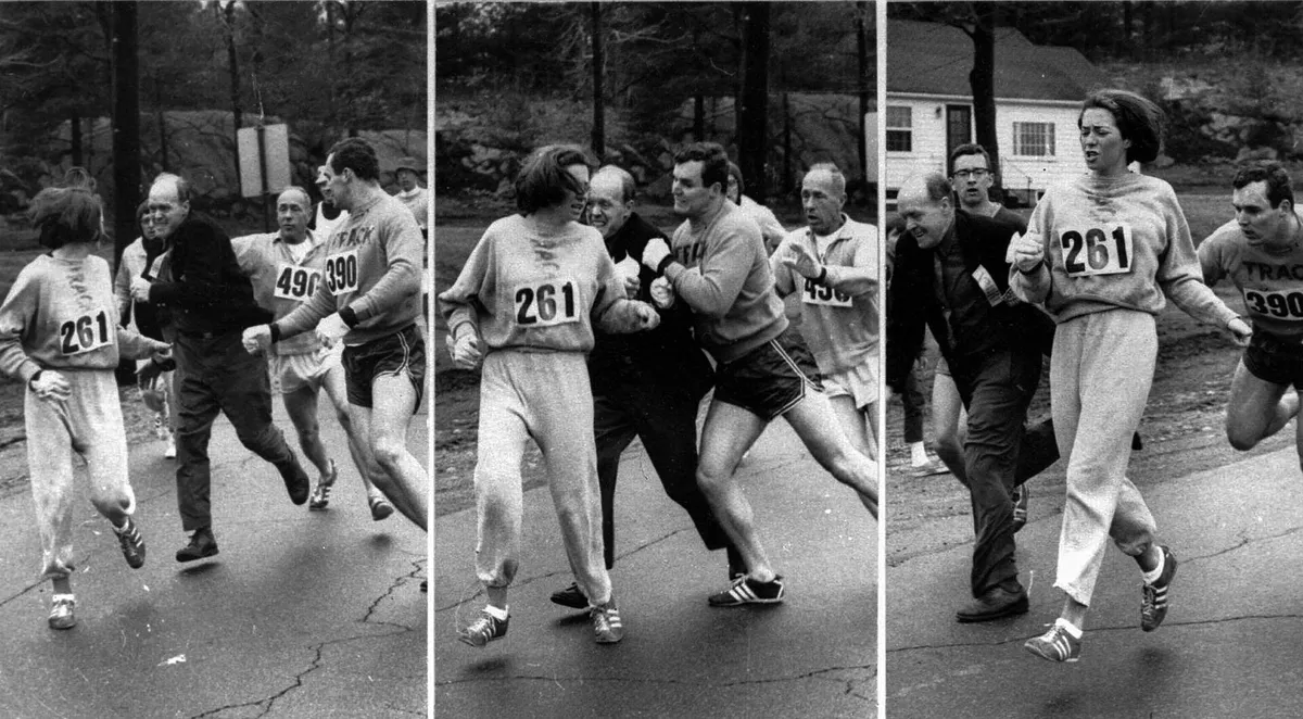 Első nők egyike: Kathrine Switzer, maratoni futó az 1967-es Boston Maratonon