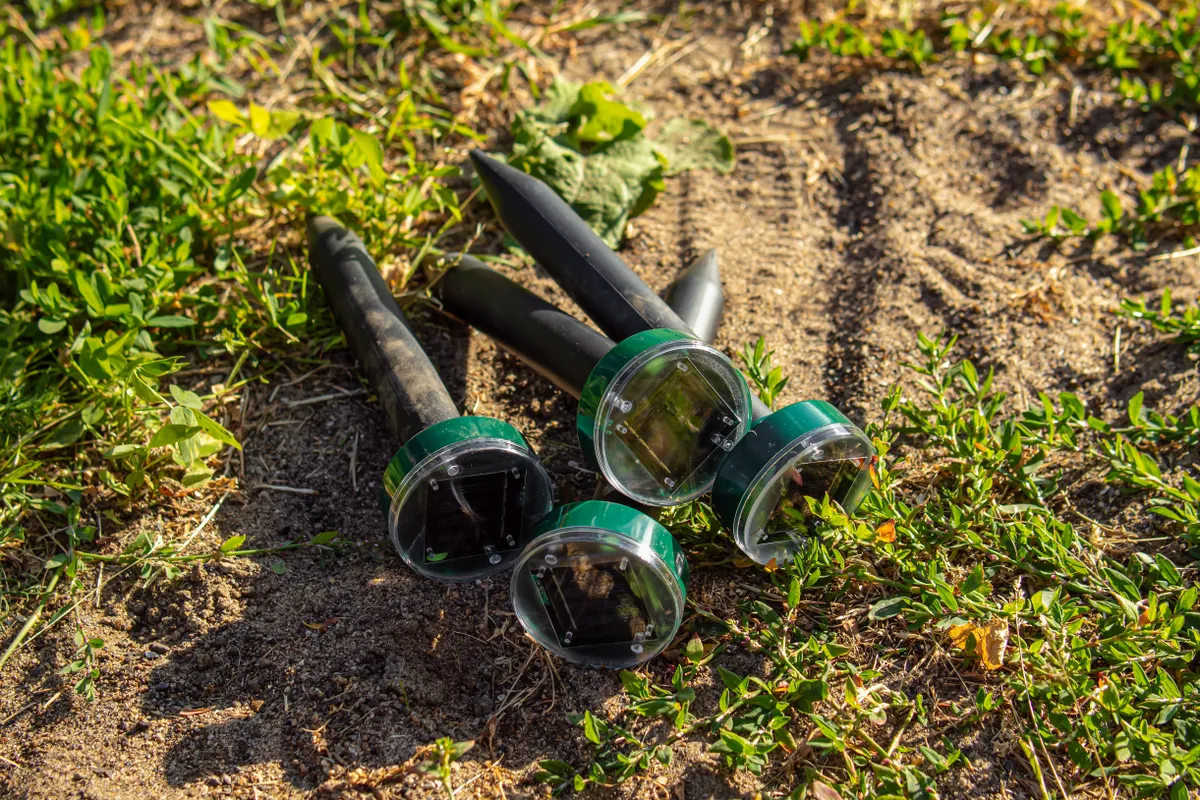 Kertbe helyezett vakondriasztó