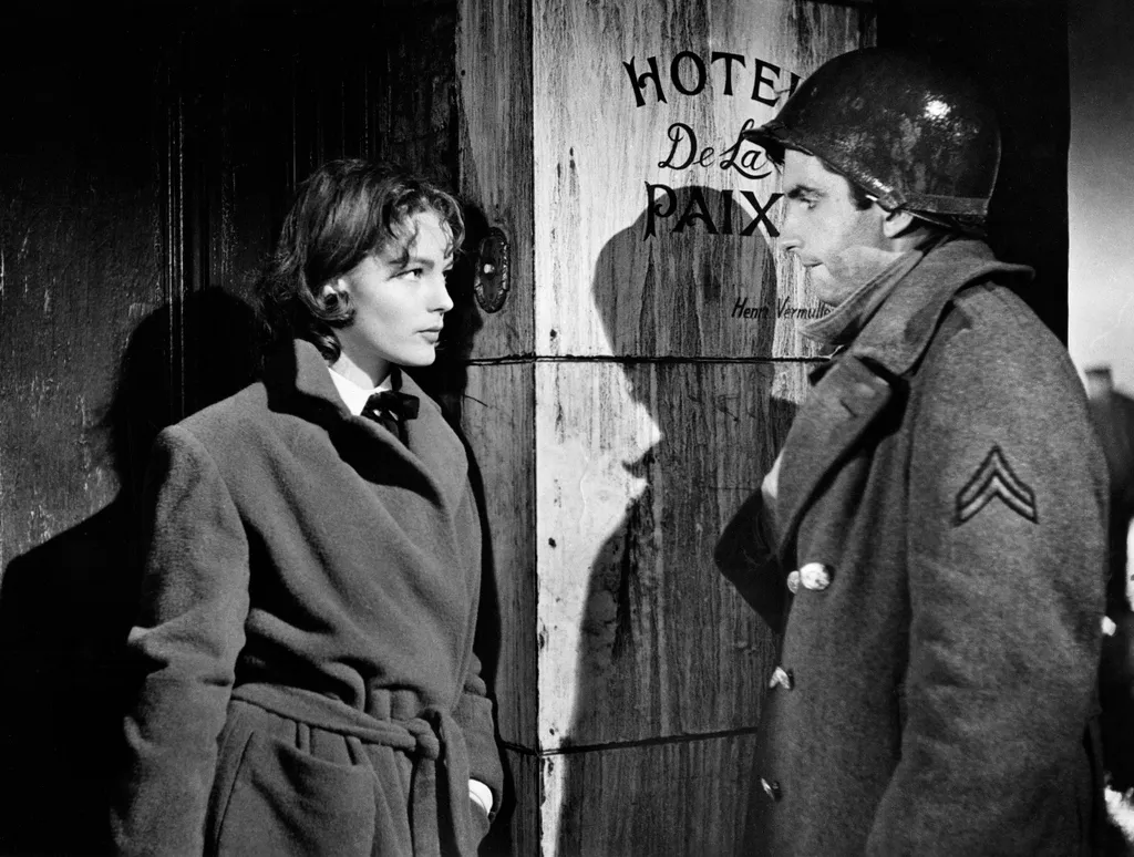 Romy Schneider, George Hamilton, on-set of the film, ''The Victors'', Columbia Pictures, 1963