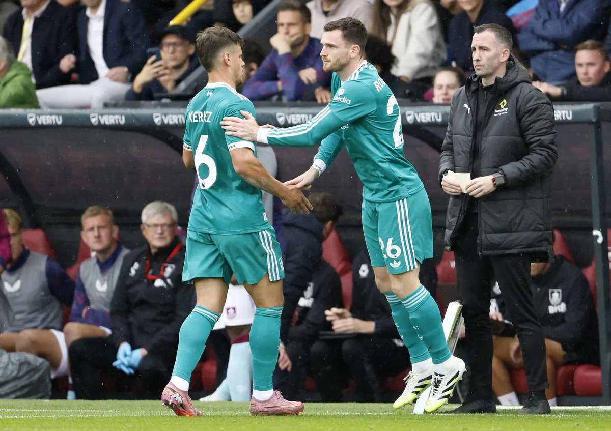 Andy Robertson (jobbra) csak Kerkez Milos cseréjeként kapott lehetőséget a bajnokságban 