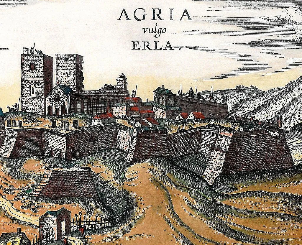 egri diadal, Eger vára 1588, színezet rézmetszet
