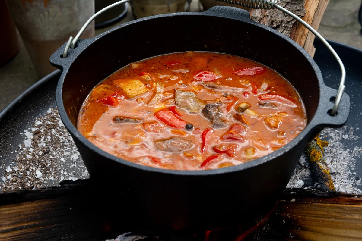Kettle,Goulash,Is,Prepared,Over,An,Open,Fire!