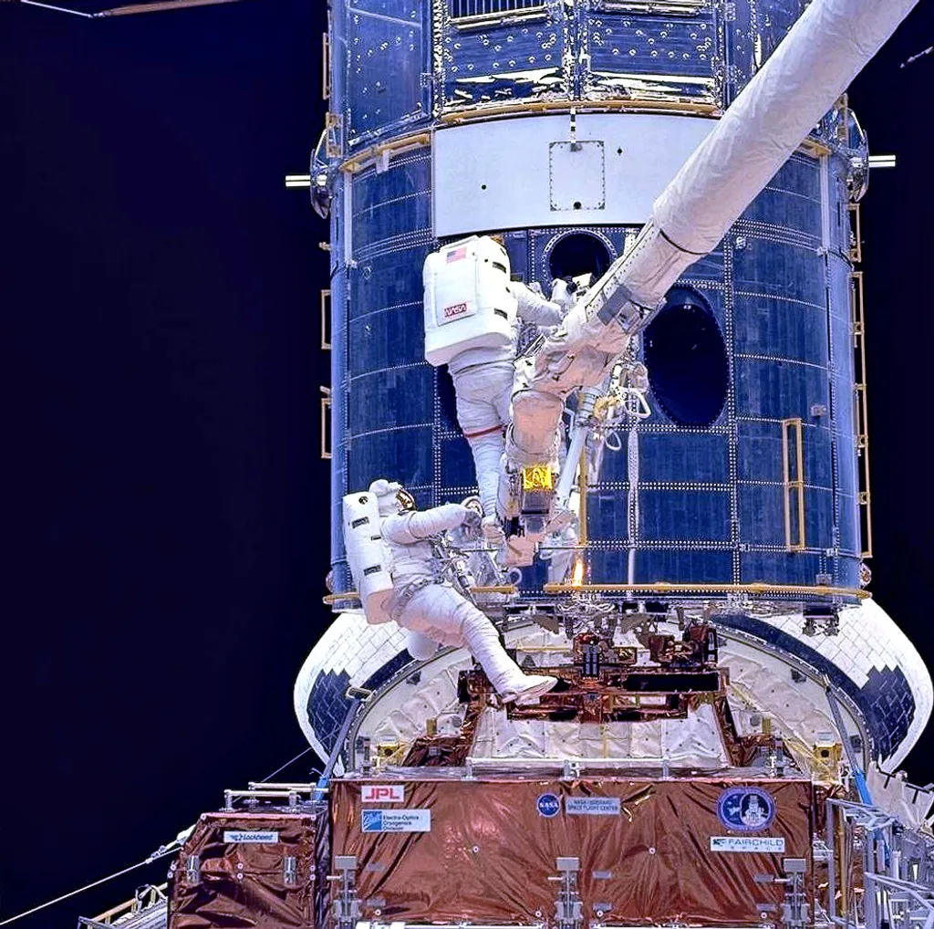 A COSTAR optikai korrektor beszerelése az STS–61 küldetés során, 1993 decemberében