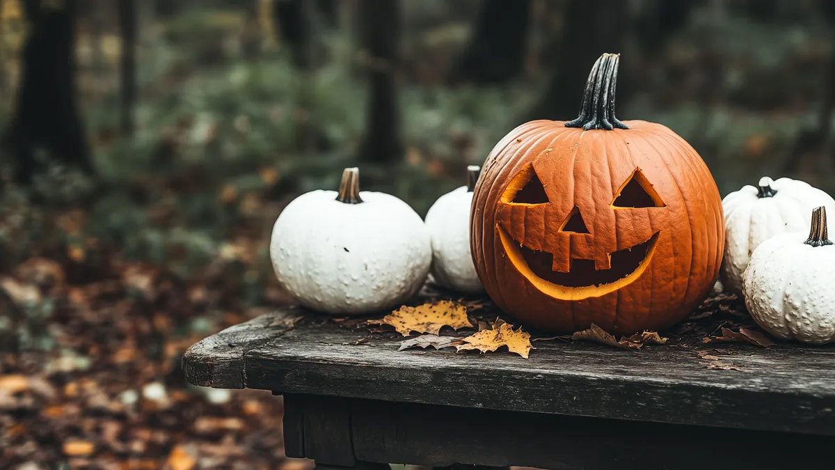 Halloweeni töklámpások egymás mellett