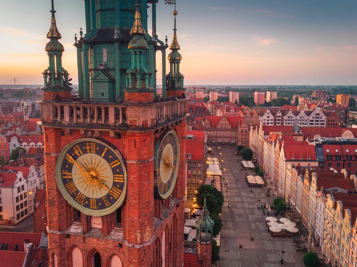 Gdańsk óvárosa madártávlatból