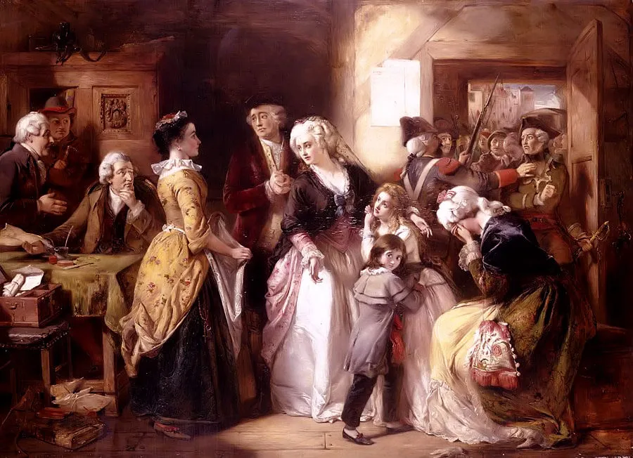 Marie Antoinette a varennes-i szökés közben egy festményen