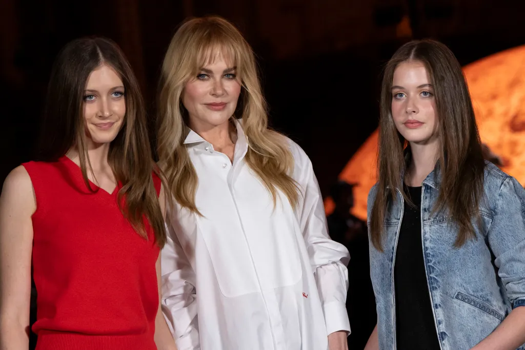 Sunday Rose Kidman Urban, Nicole Kidman, Faith Margaret Kidman-Urban – Photo Call du Défilé de mode Chanel Collection Printemps-Été 2026 dans le cadre de la Fashion Week de Paris, France, le 6 octobre 2025. © Olivier Borde / Bestimage Photo Call of Chanel