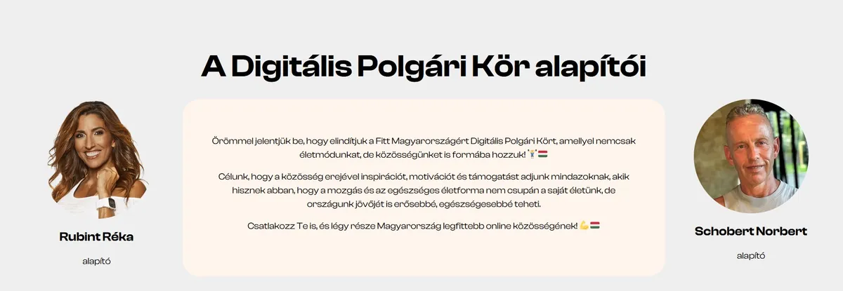 Rubint Réka és Schobert Norbi alapítótagokat várnak a Fitt Magyarország digitális Polgári Körbe