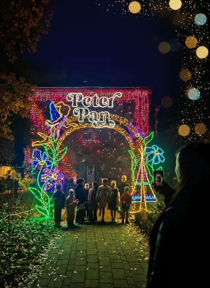 Pán Péter fénykiállítás, Garden of Lights, Fűvészkert, Budapest
