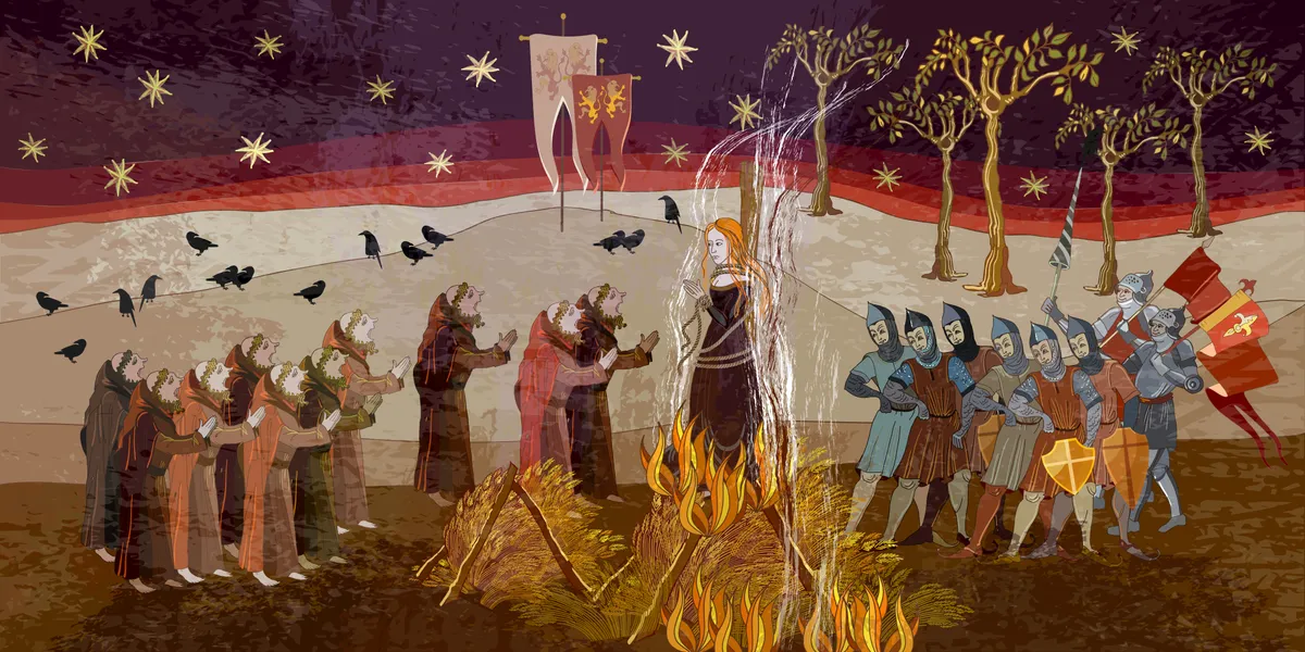 Boszorkány égetése démoni szertartások végzése miatt