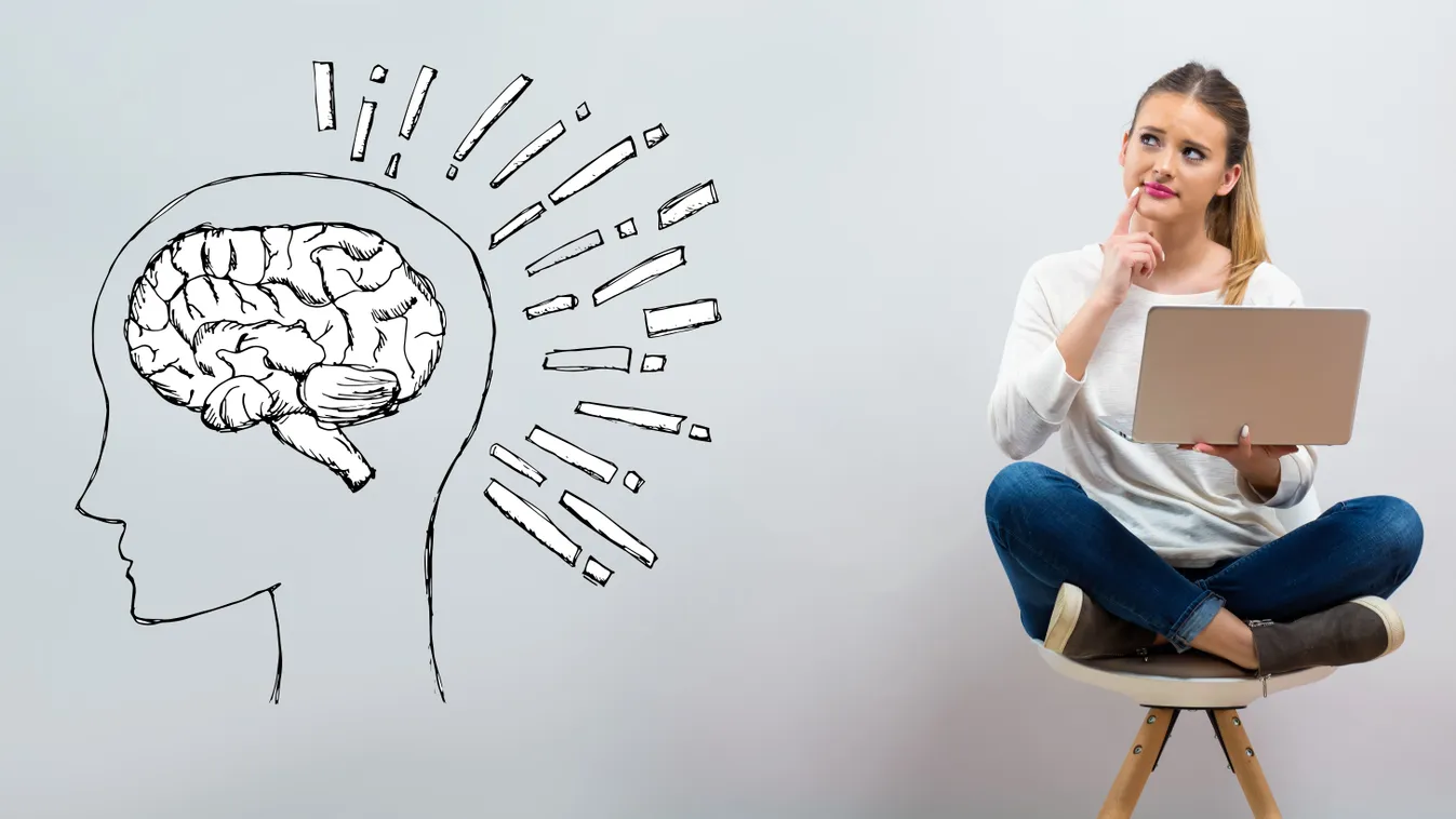 Agyműködésről személyiségtesztet végző fiatal nő