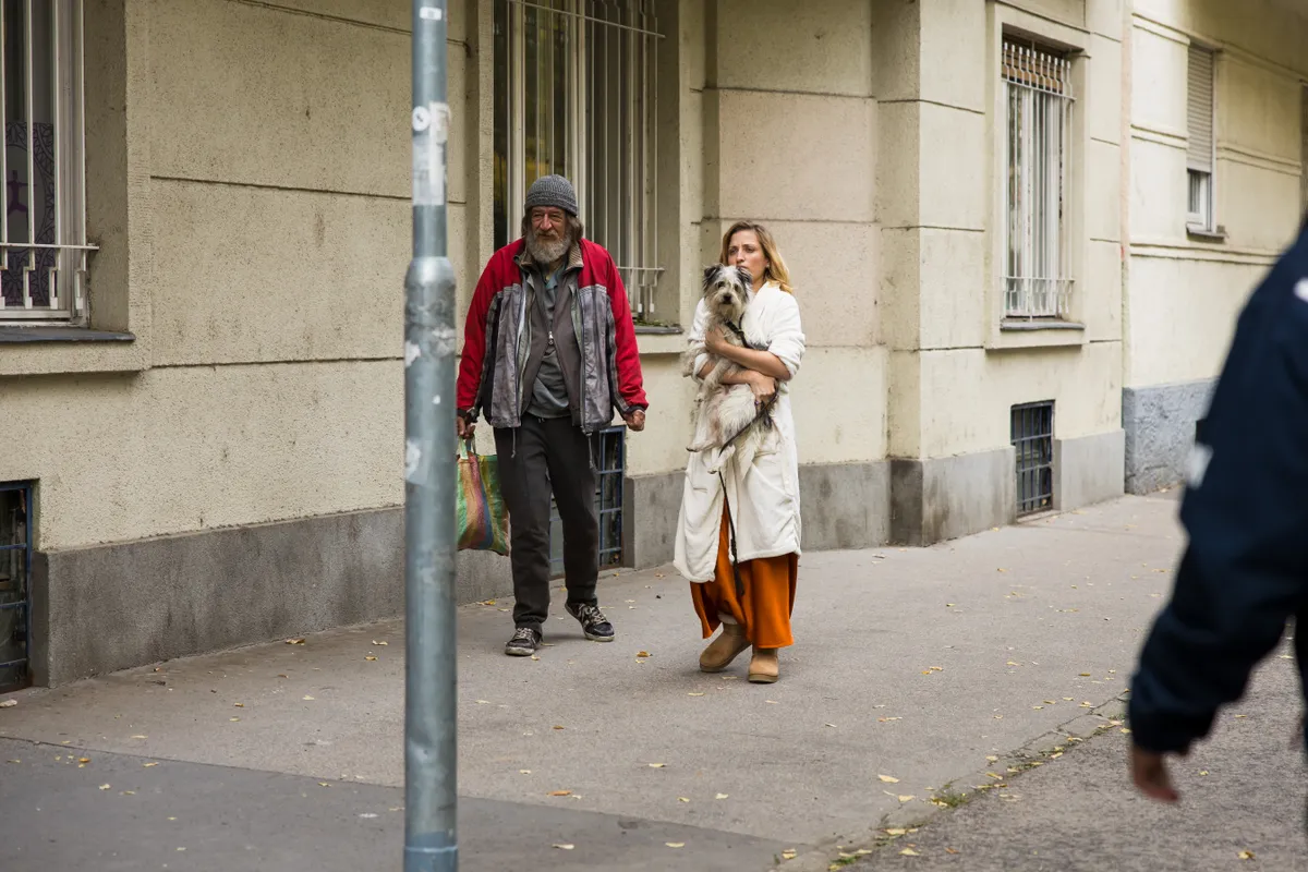 Mucsi Zoltán és Hermányi Mariann Dobó Kata Még egy kívánság című filmjének forgatásán.