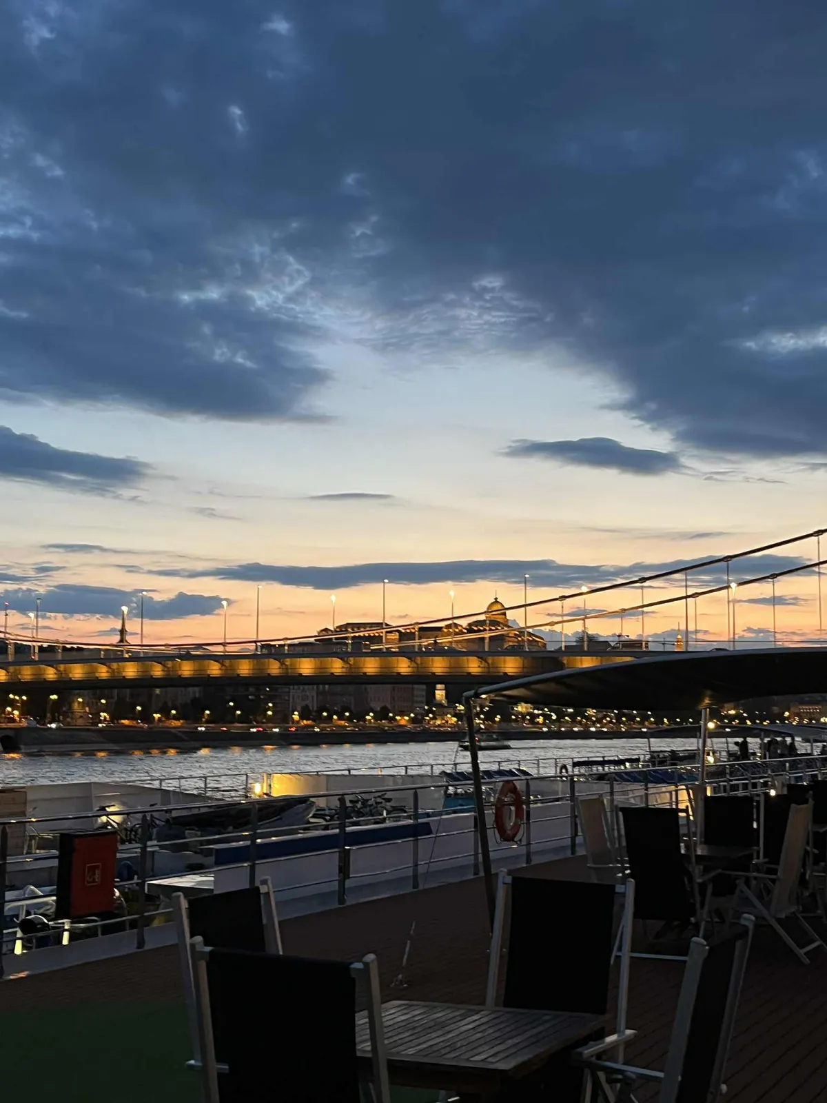 A kivilágított Budapest a folyami hajóról