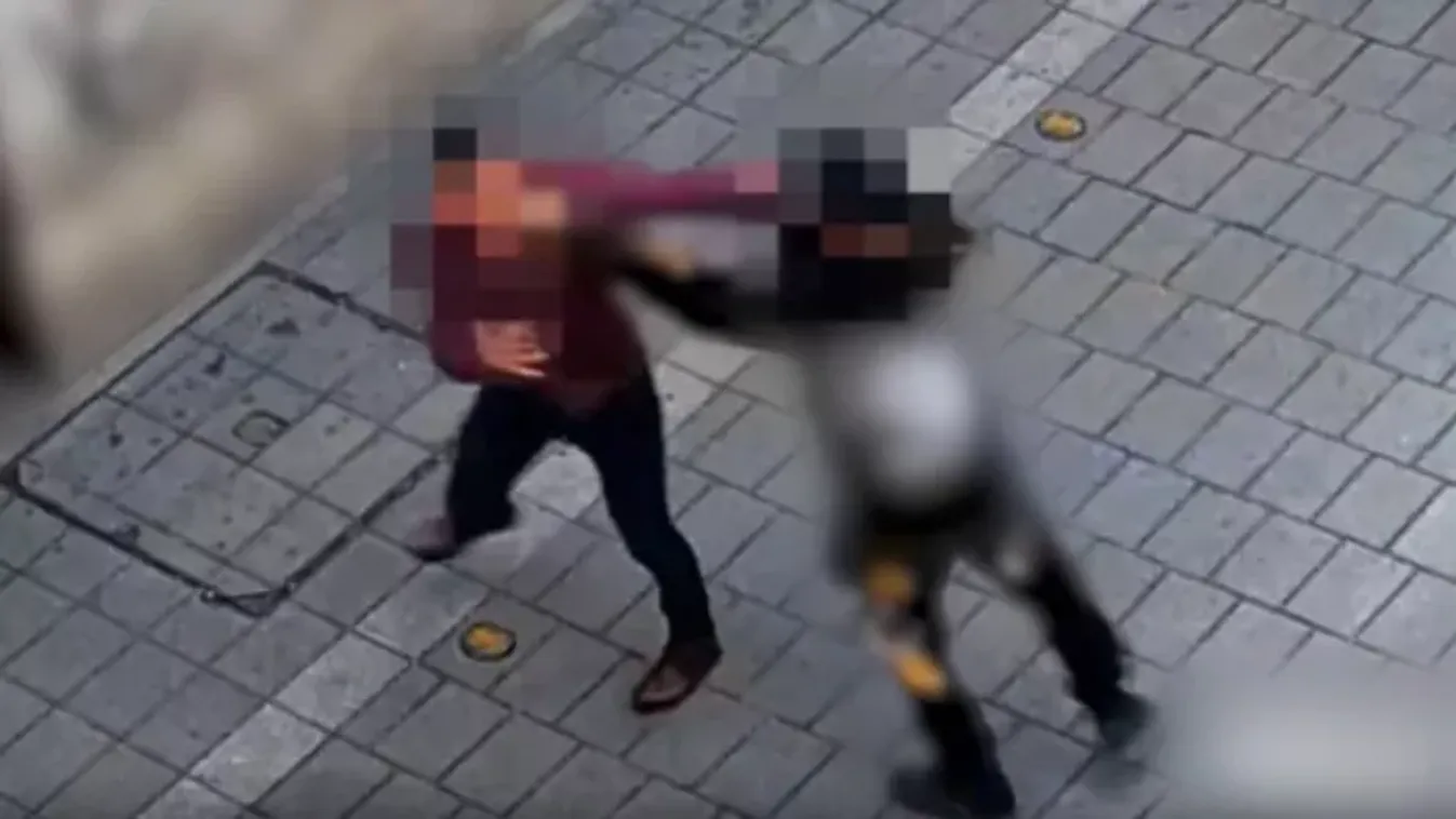 Olyat ütött, hogy elterült: döbbenetes videó, ezt tette a biztonsági őr Budapesten