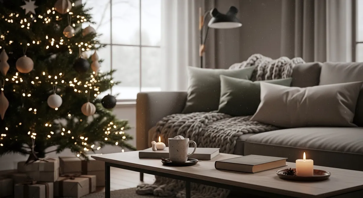 Ízléses karácsonyi lakberendezés gyertyákkal