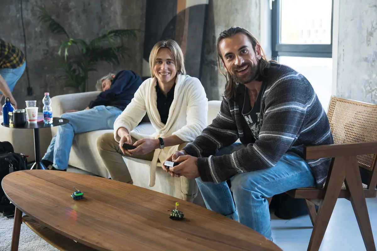 Wettstein Márk és Kádár L. Gellért a Még egy kívánság forgatásán.