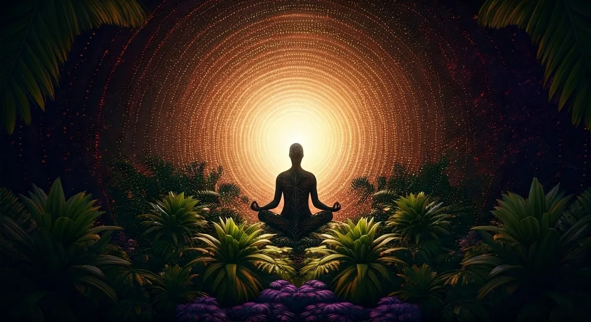 Egy meditáló alak a fényben töltsd ki a személyiségtesztet