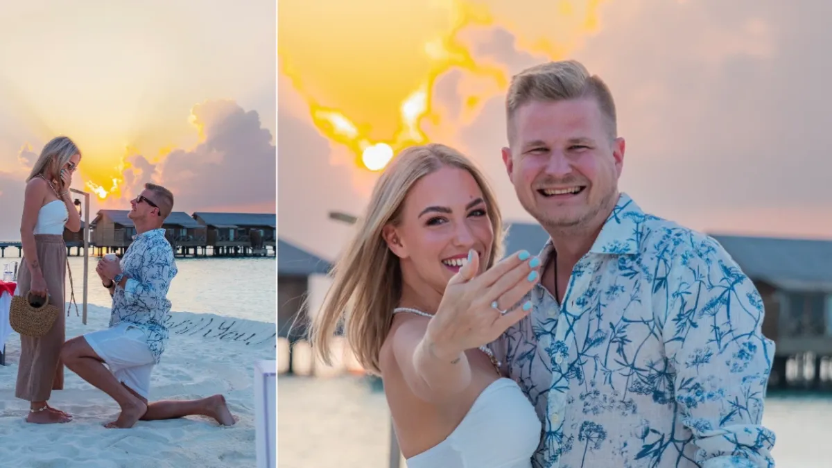 Lánykérés Halmi Bence a hófehér fövenyen térdelt le Vivien elé és feltette a nahgy kérdést